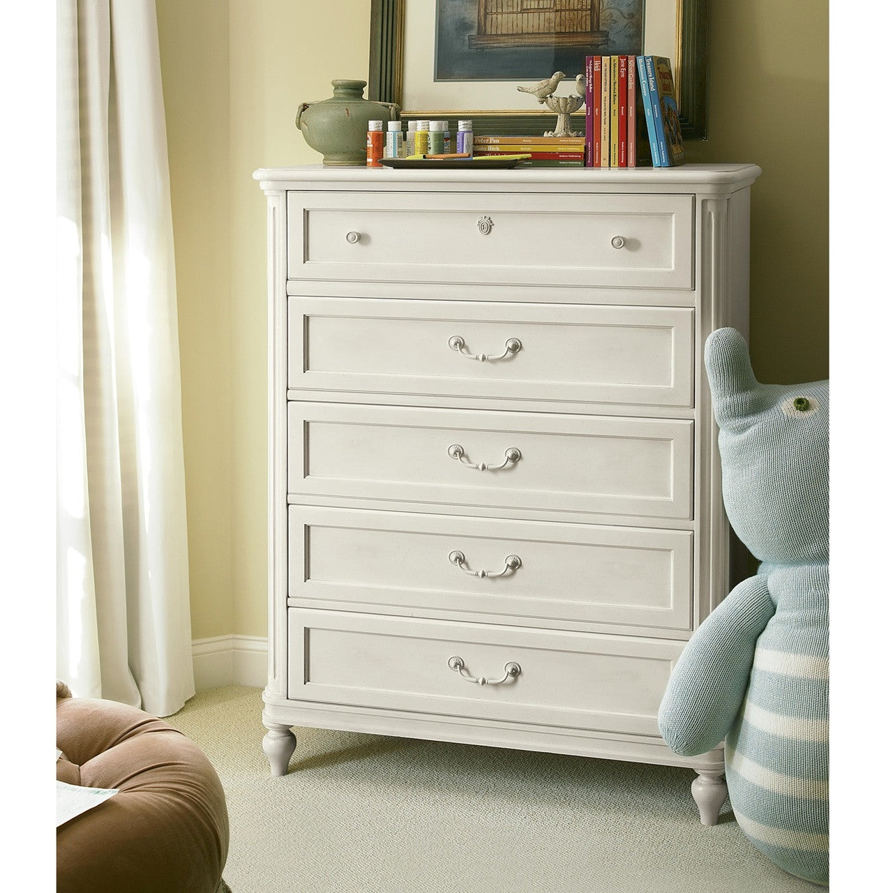 Rosalie Kids 5 Drawers Tall Chest - White
