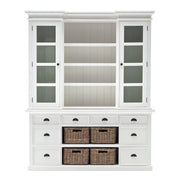 French Coastal Library Hutch with Basket Set 71"