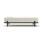 Madera Leg Cocktail Table Brushed Gold 61" by Caracole