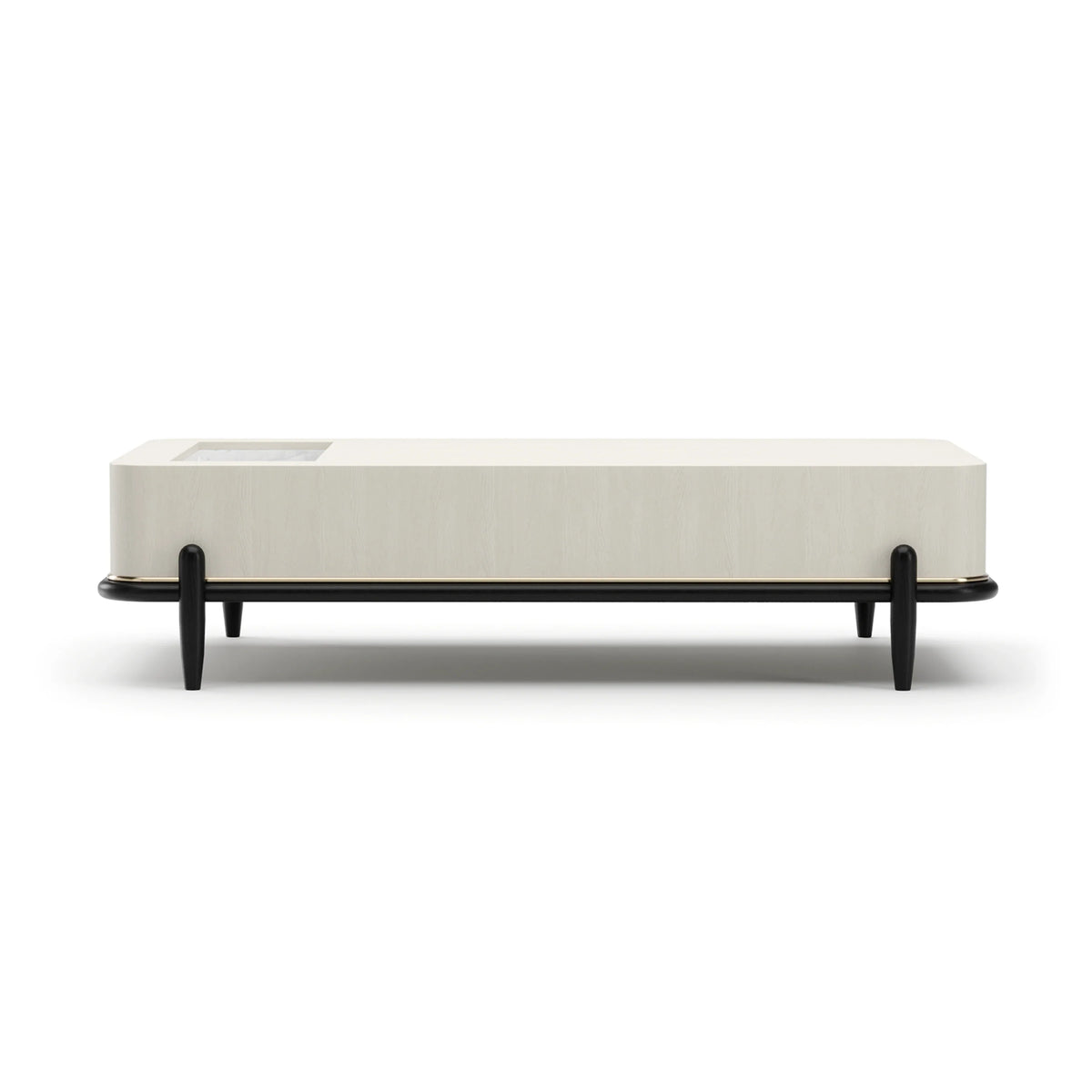 Madera Leg Cocktail Table Brushed Gold 61" by Caracole