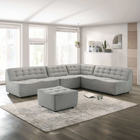 Selen  Light Grey Linen Corner Sectional Sofa - 126.6"