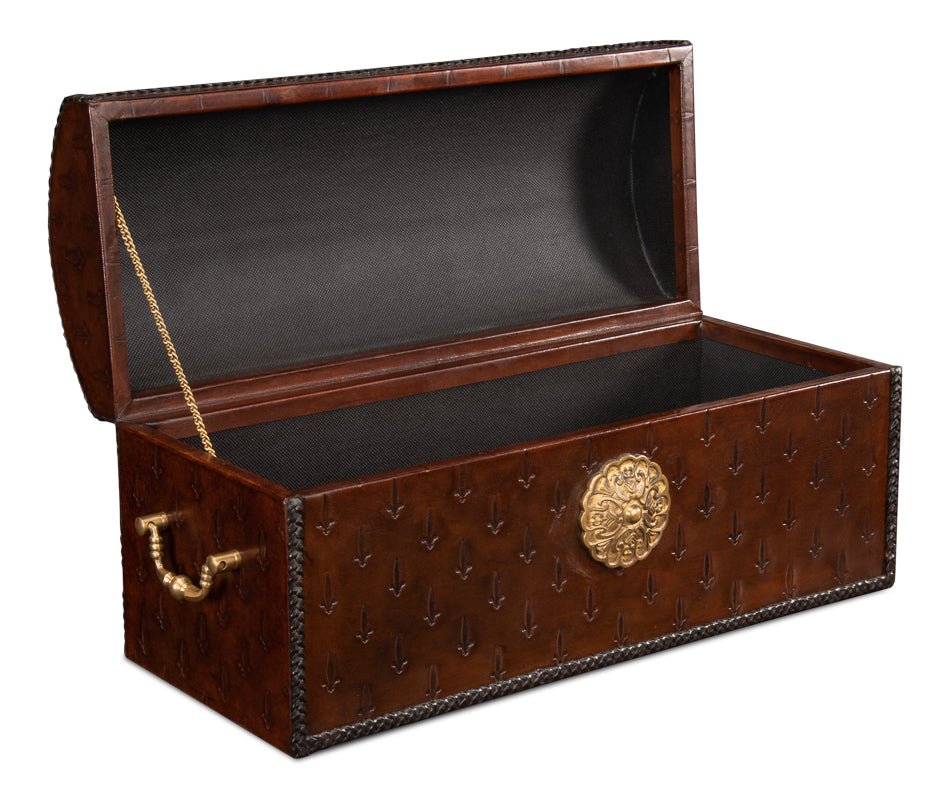 Baron's Leather Box, Oxblood by Sarreid Ltd - view 3