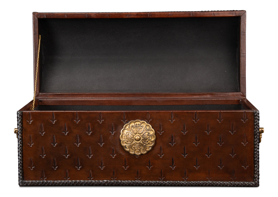 Baron's Leather Box, Oxblood by Sarreid Ltd - view 4