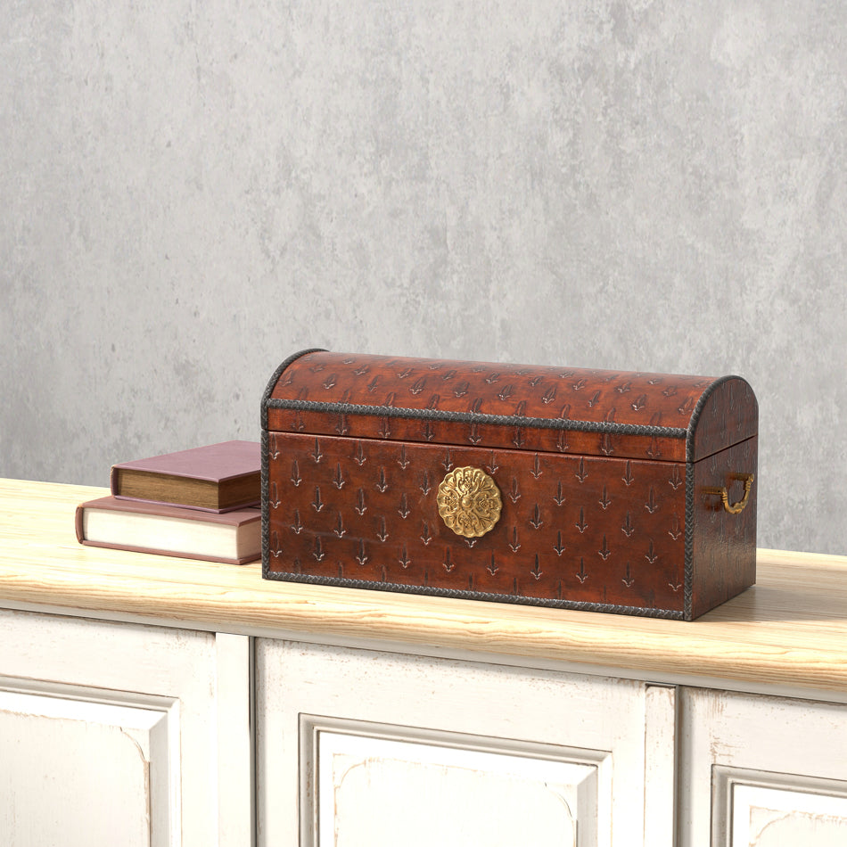 Baron's Leather Box, Oxblood by Sarreid Ltd - view 10