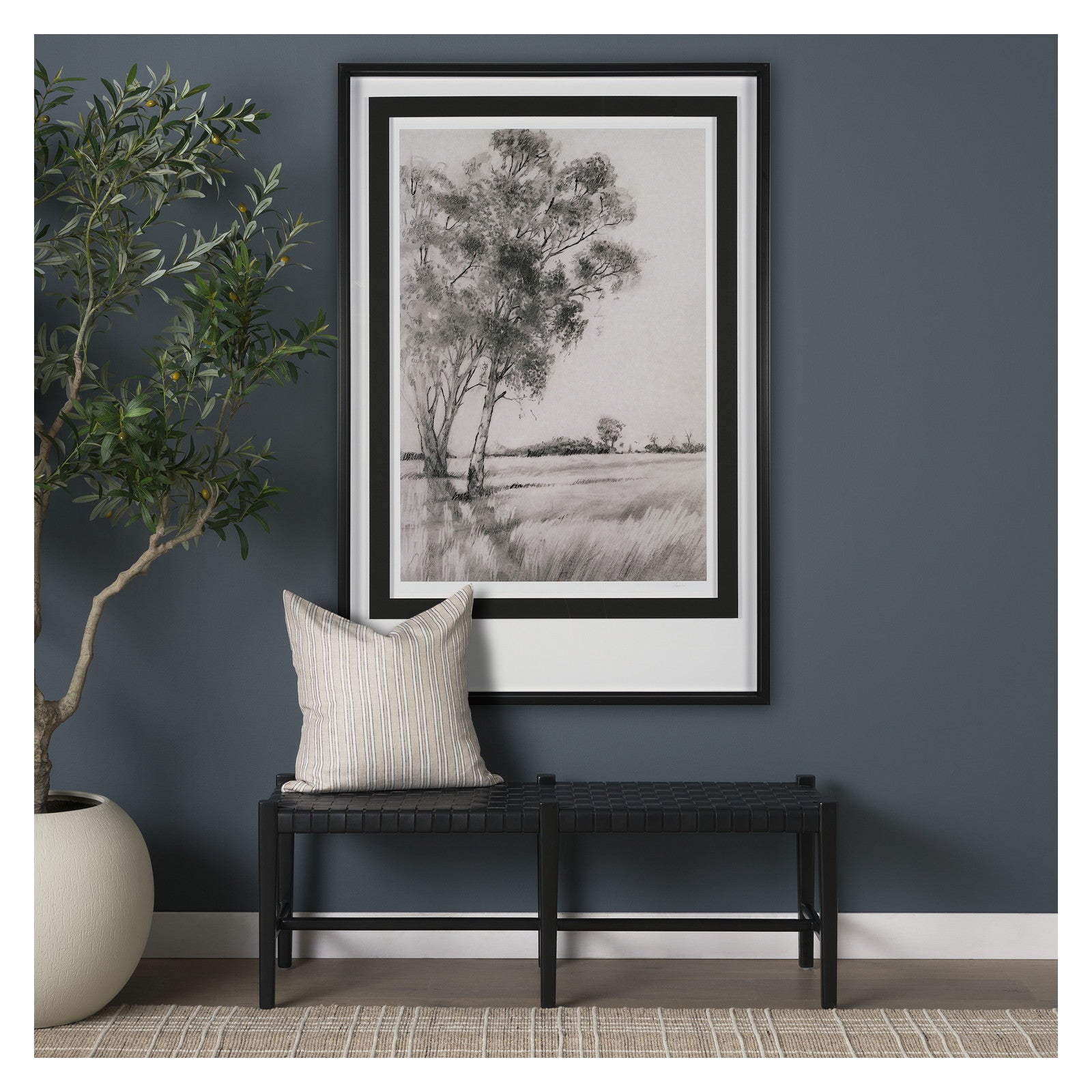 Serene View by Mercana Studio a Hand Embellished Textured Framed Art Print Matted under Glass by Mercana at ZIN Home