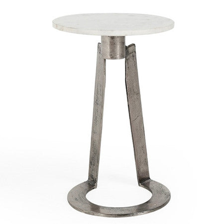 Leyton White Marble Small Accent Table