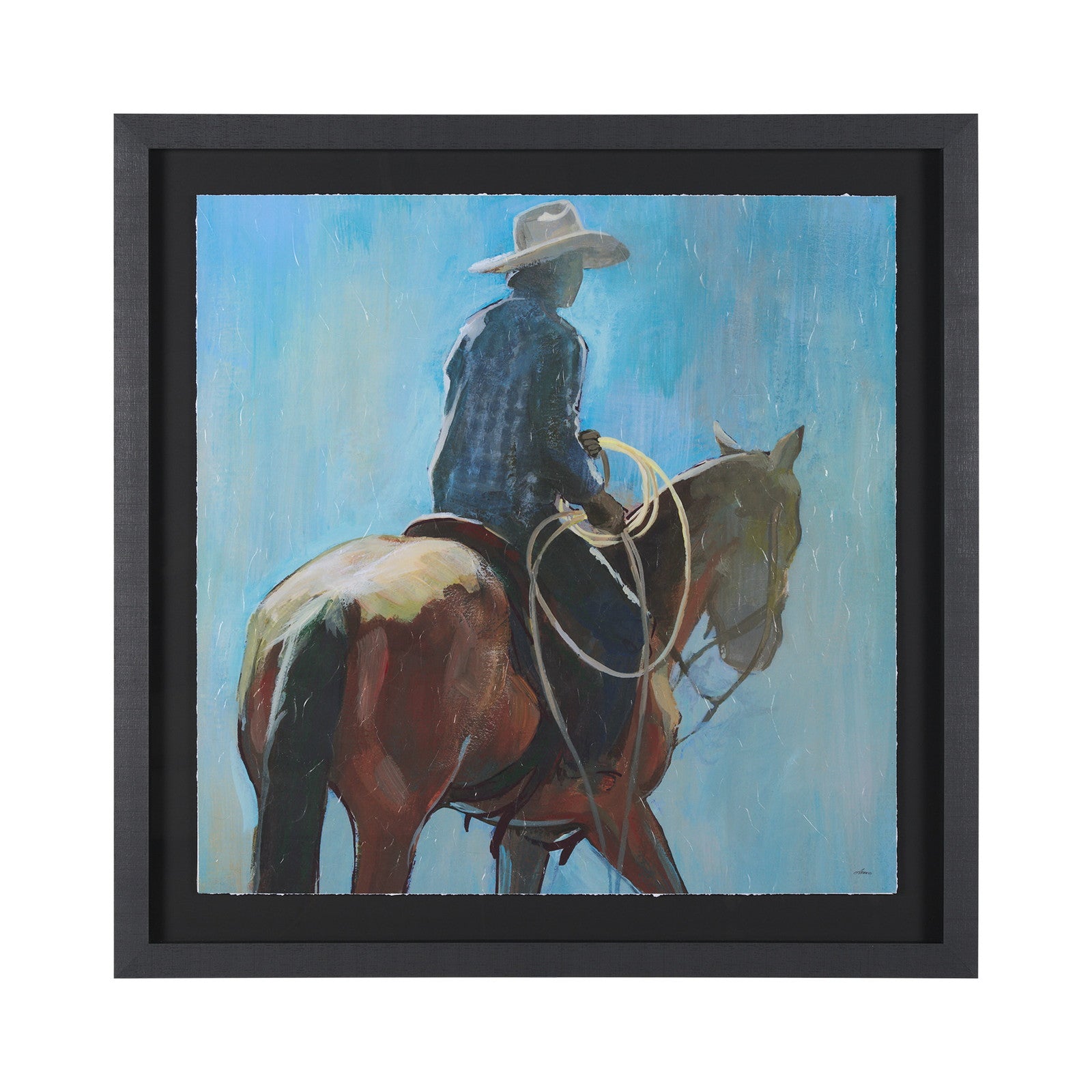 Round Up I Cowboy and Horse by Mercana Studio a Hand Embellished Framed Art Print Matted under Glass by Mercana at ZIN Home