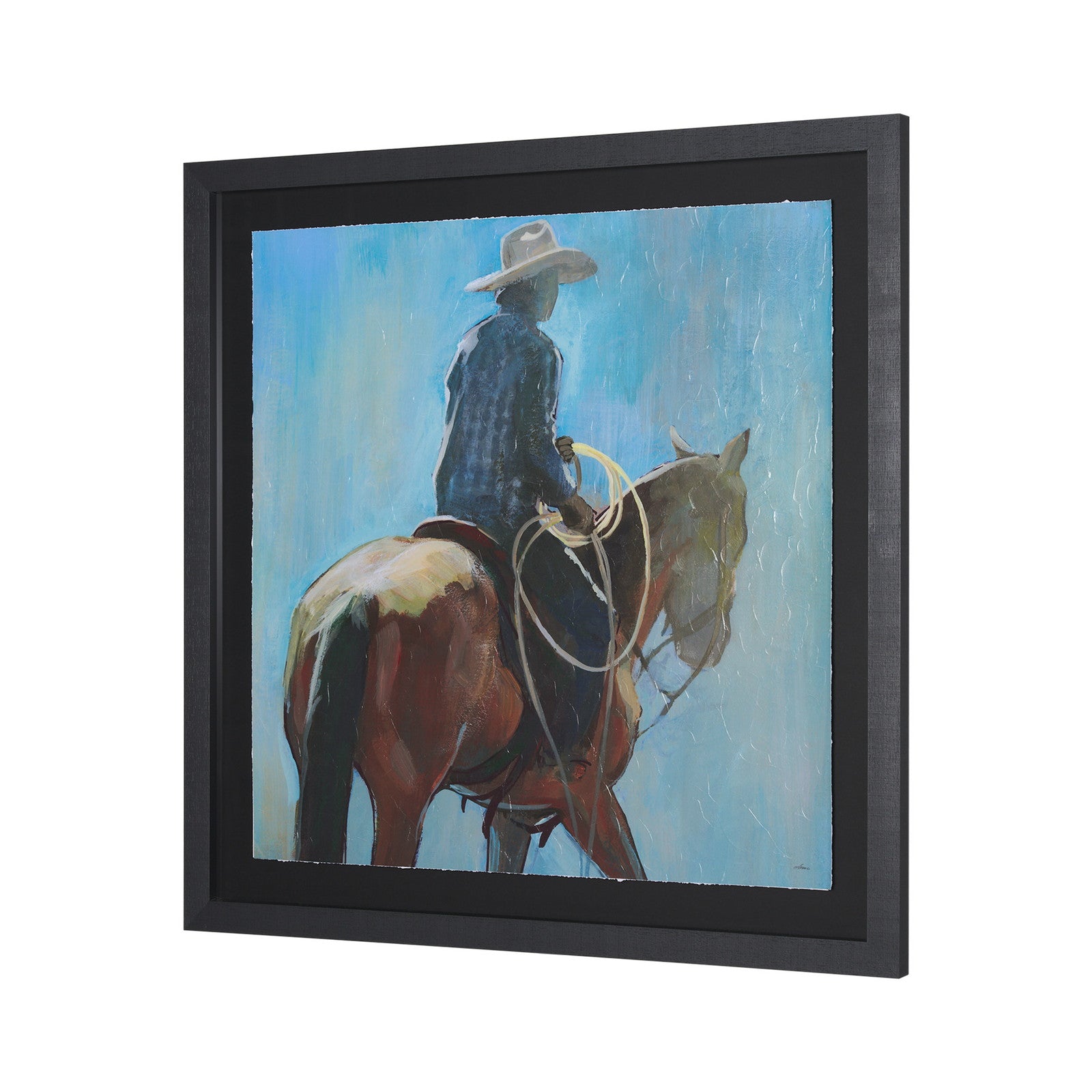Round Up I Cowboy and Horse by Mercana Studio a Hand Embellished Framed Art Print Matted under Glass by Mercana at ZIN Home