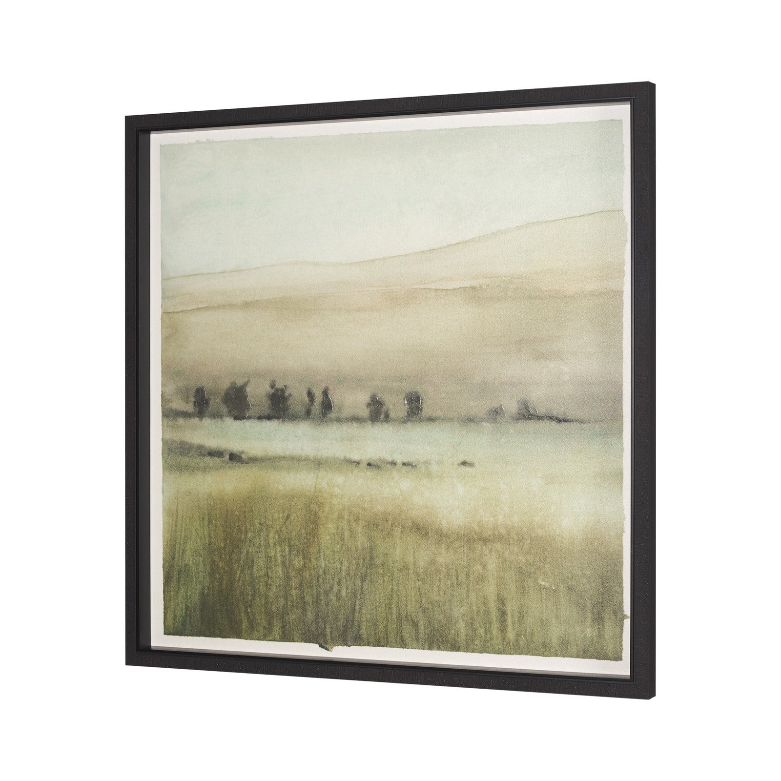 Rolling Fields II Hand Embellished Black Framed Watercolor Art Print on Paper Mounted with Backing by Mercana at ZIN Home