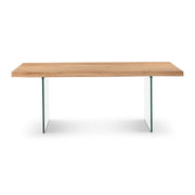Brooks Glass Base Teak Top Dining Table 79" by Urbia - product view
