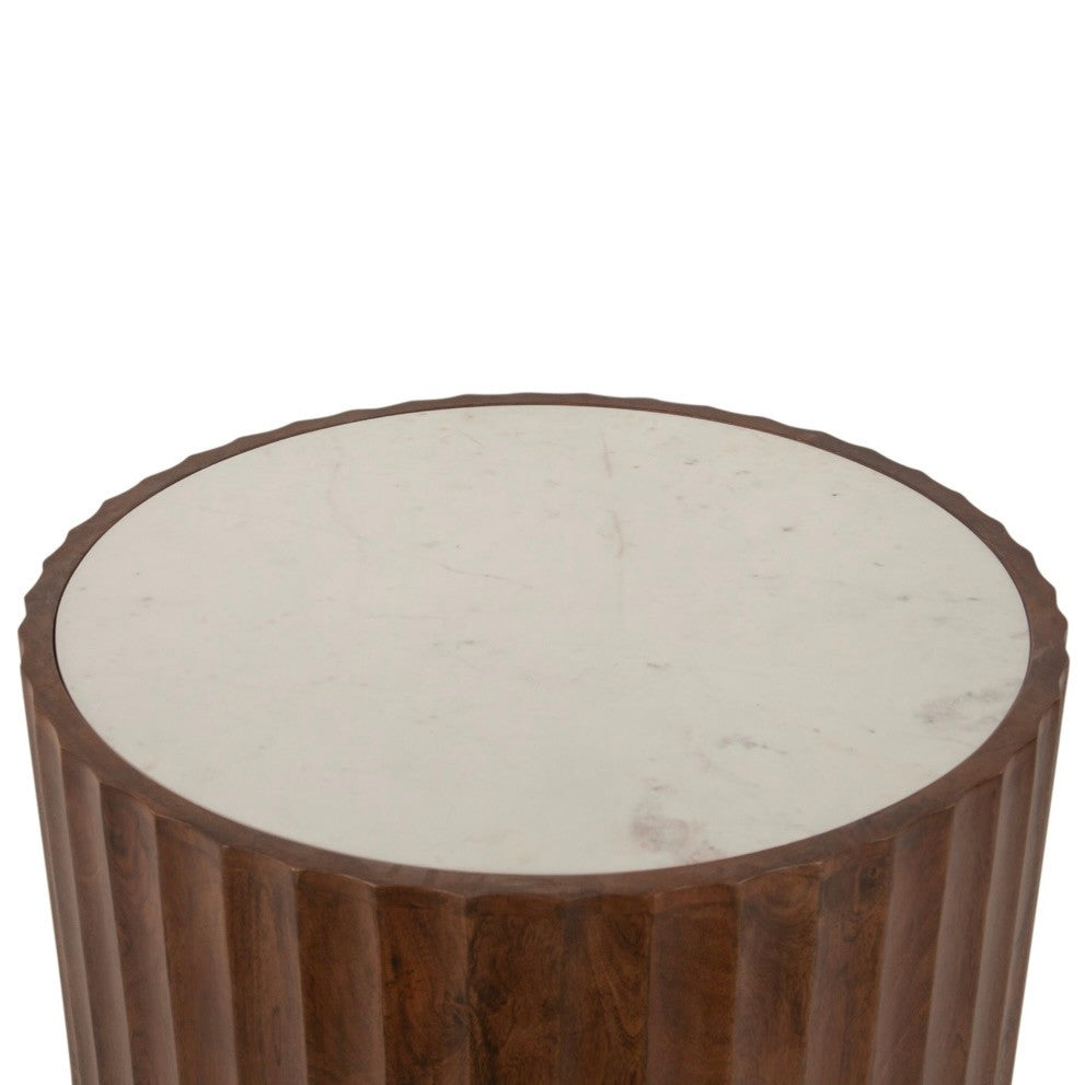 Willow White Marble Round Side Table 18"