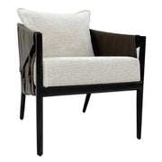 Skylar Ivory and Espresso Leather Accent Chair