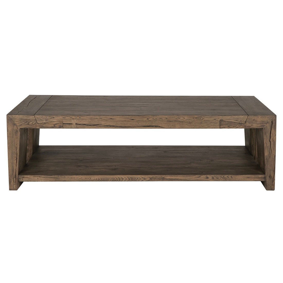 Troy Reclaimed Oak Coffee Table in Suede Brown 60"