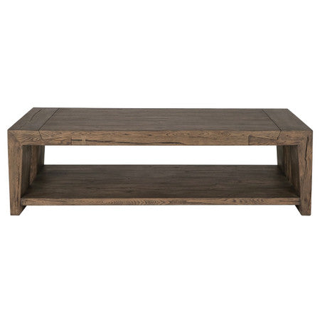 Troy Reclaimed Oak Coffee Table in Suede Brown 60"