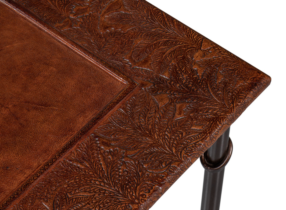 Kew Gardens Leather Nesting Tables by Sarreid Ltd - view 9