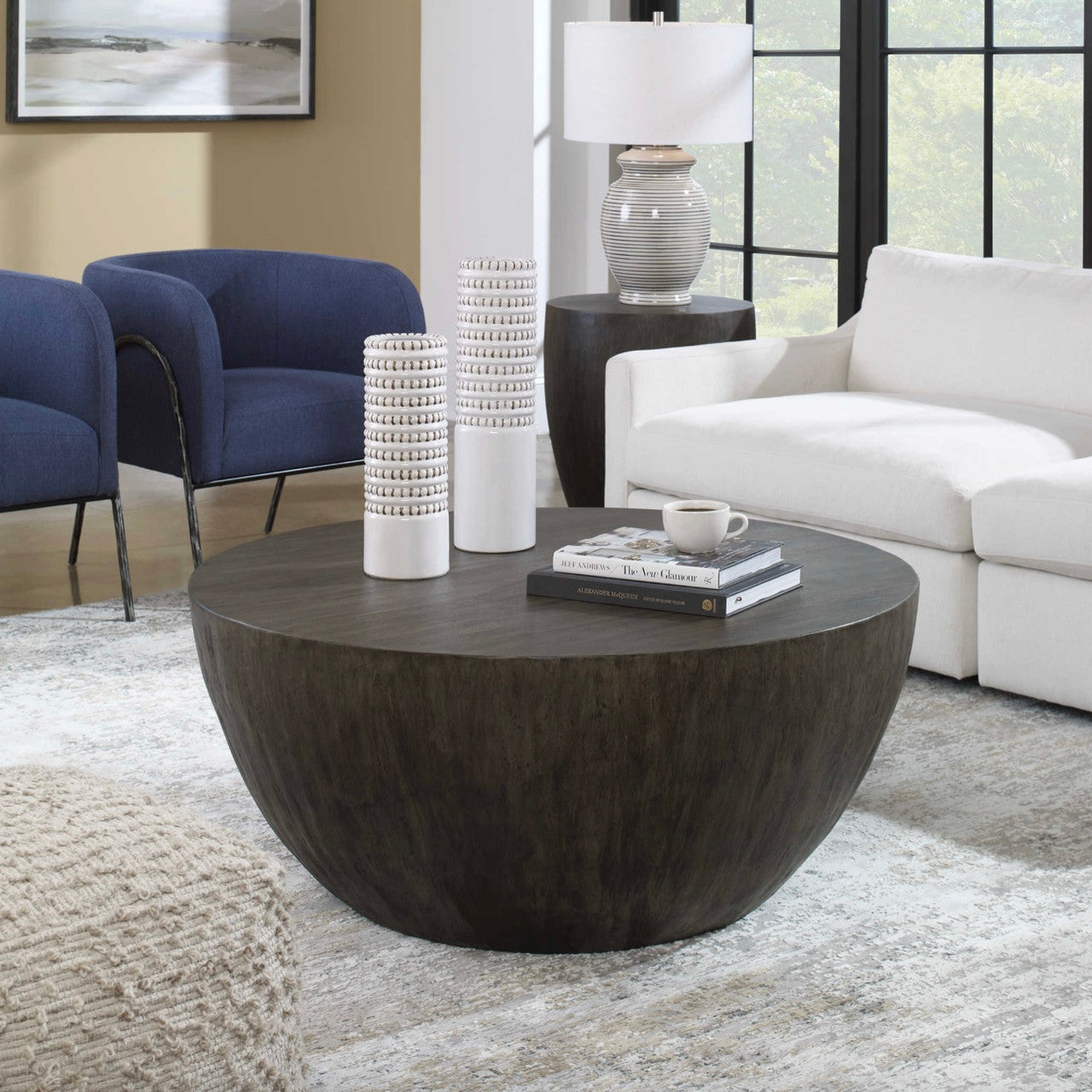 Lark Wooden Drum Round Coffee Table 42"