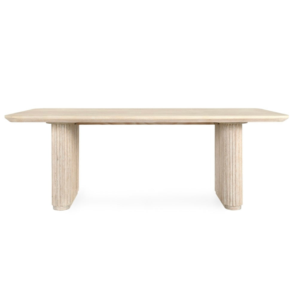 Travelle Cream Washed Oak Wood Rectangle Dining Table 84"