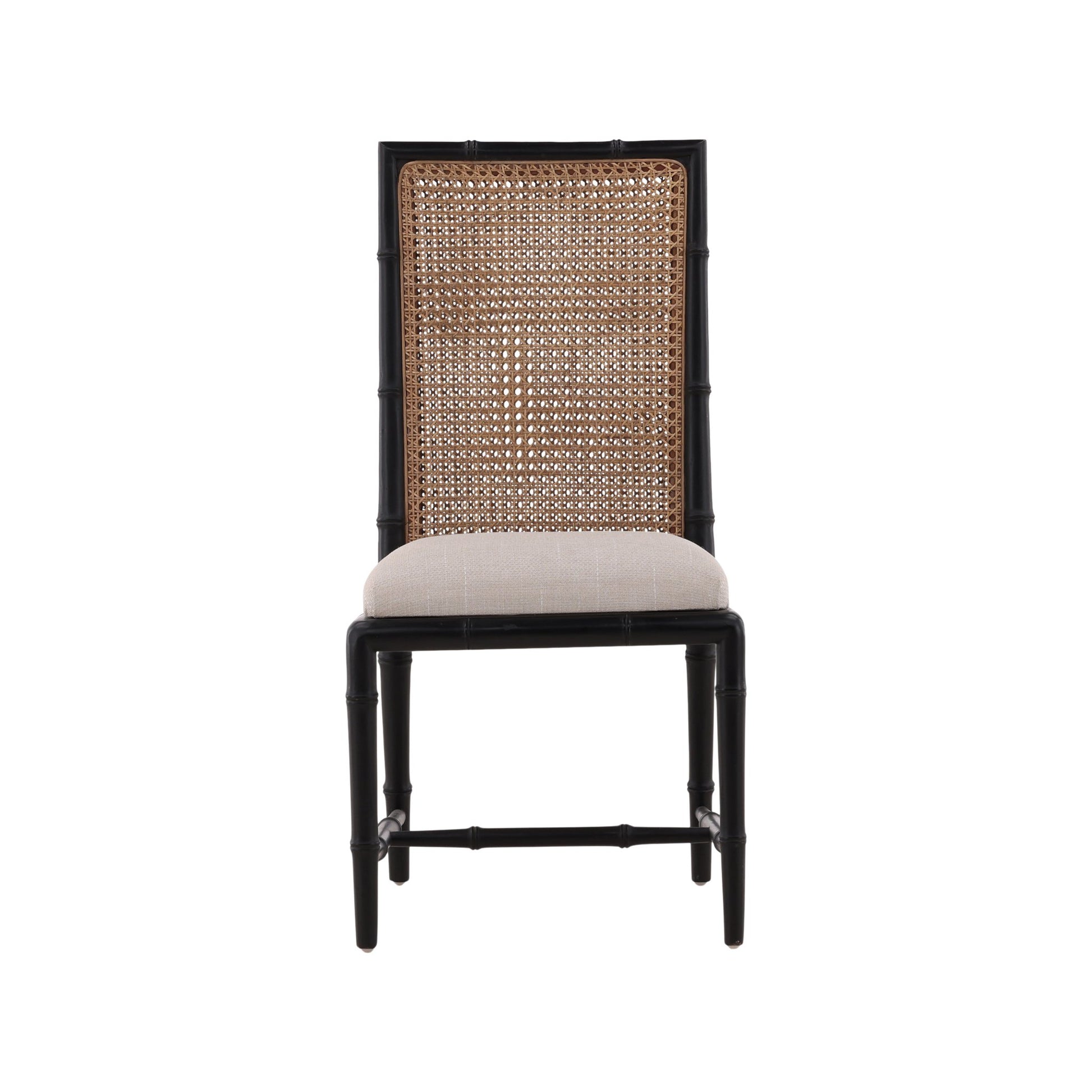 Coastal Modern Woven Cane Back Side Chair- Black detail view by Furniture Classics at ZIN Home