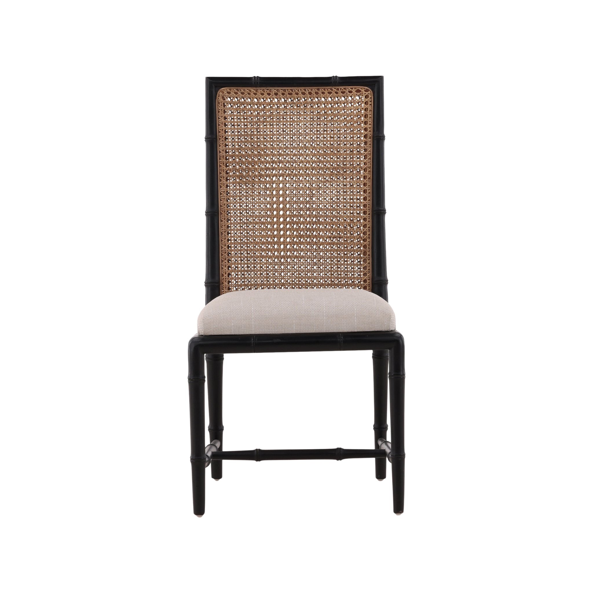 Coastal Modern Woven Cane Back Side Chair- Black detail view by Furniture Classics at ZIN Home