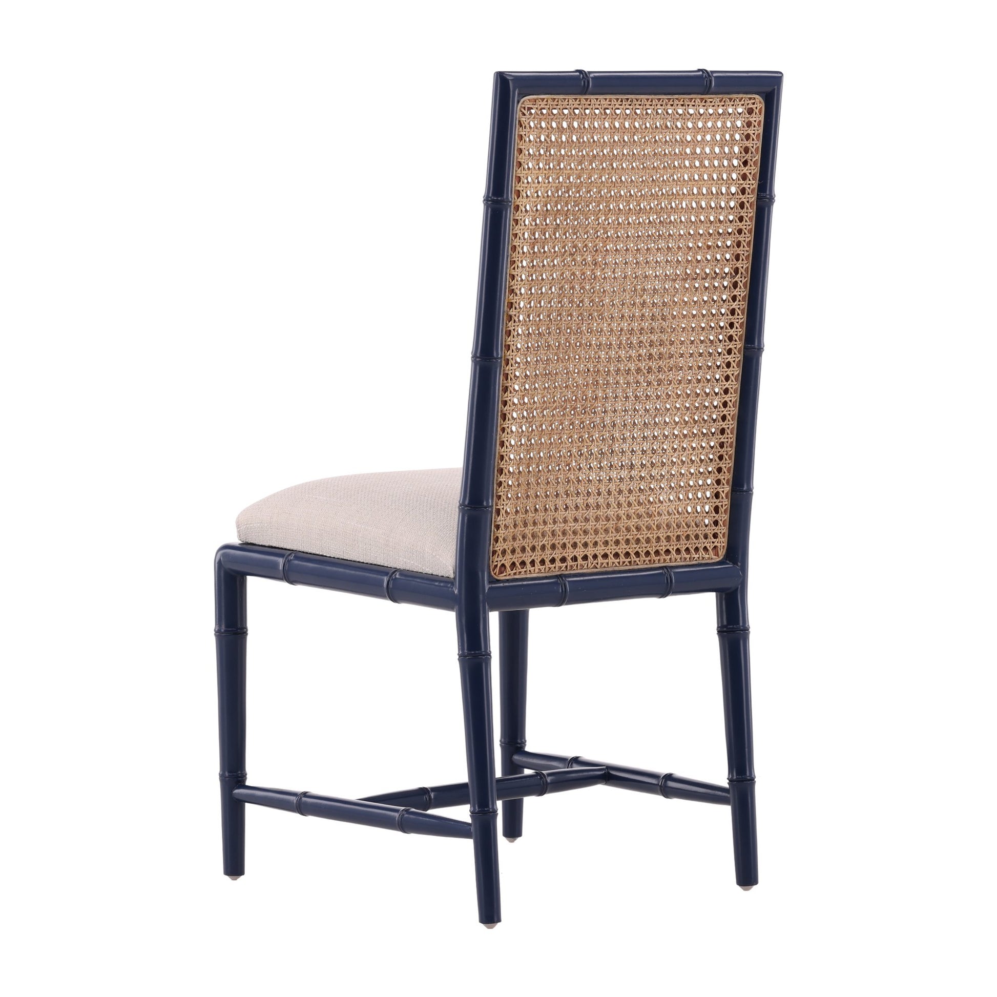 Coastal Modern Woven Cane Back Side Chairs -Blue detail view by Furniture Classics at ZIN Home