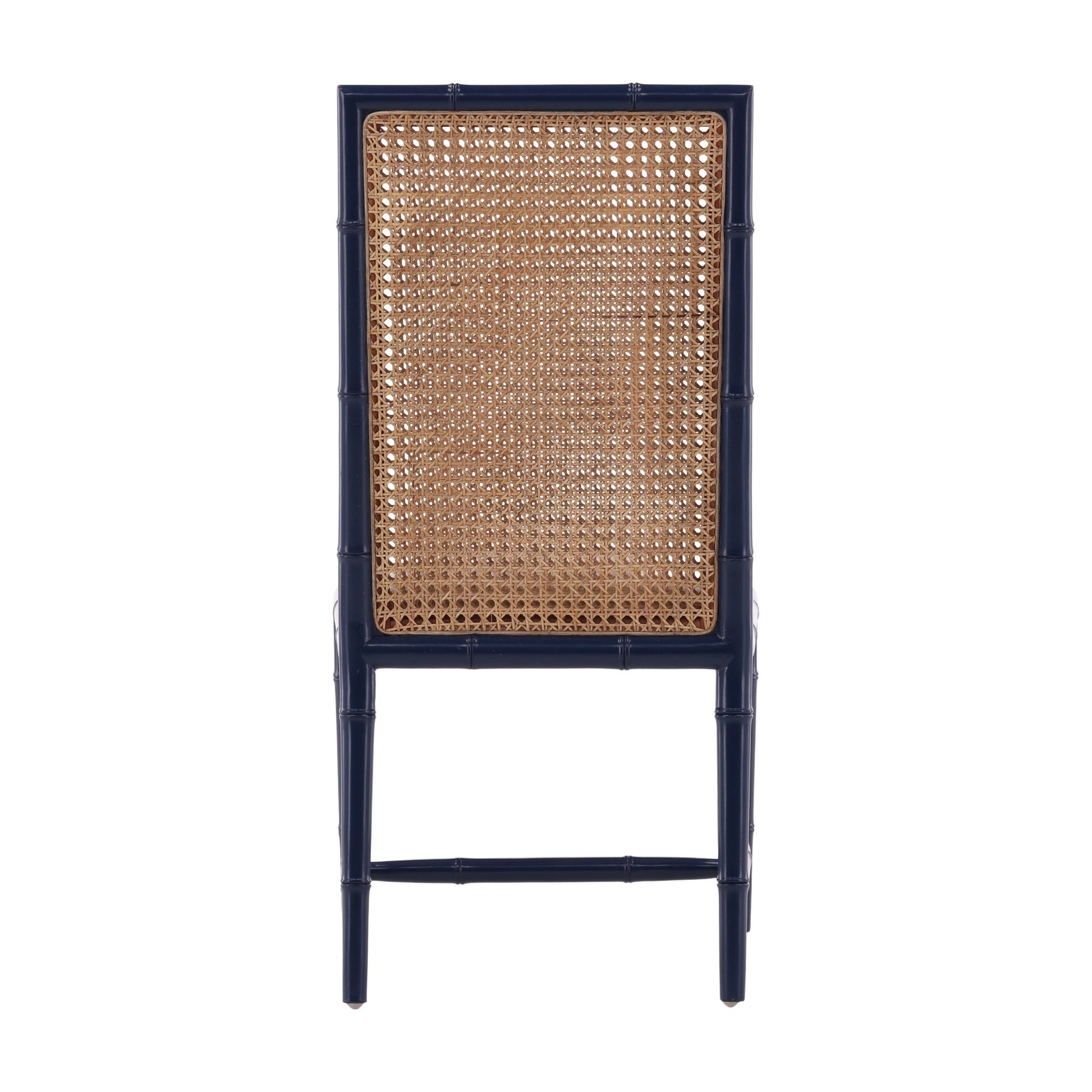 Coastal Modern Woven Cane Back Side Chairs -Blue detail view by Furniture Classics at ZIN Home