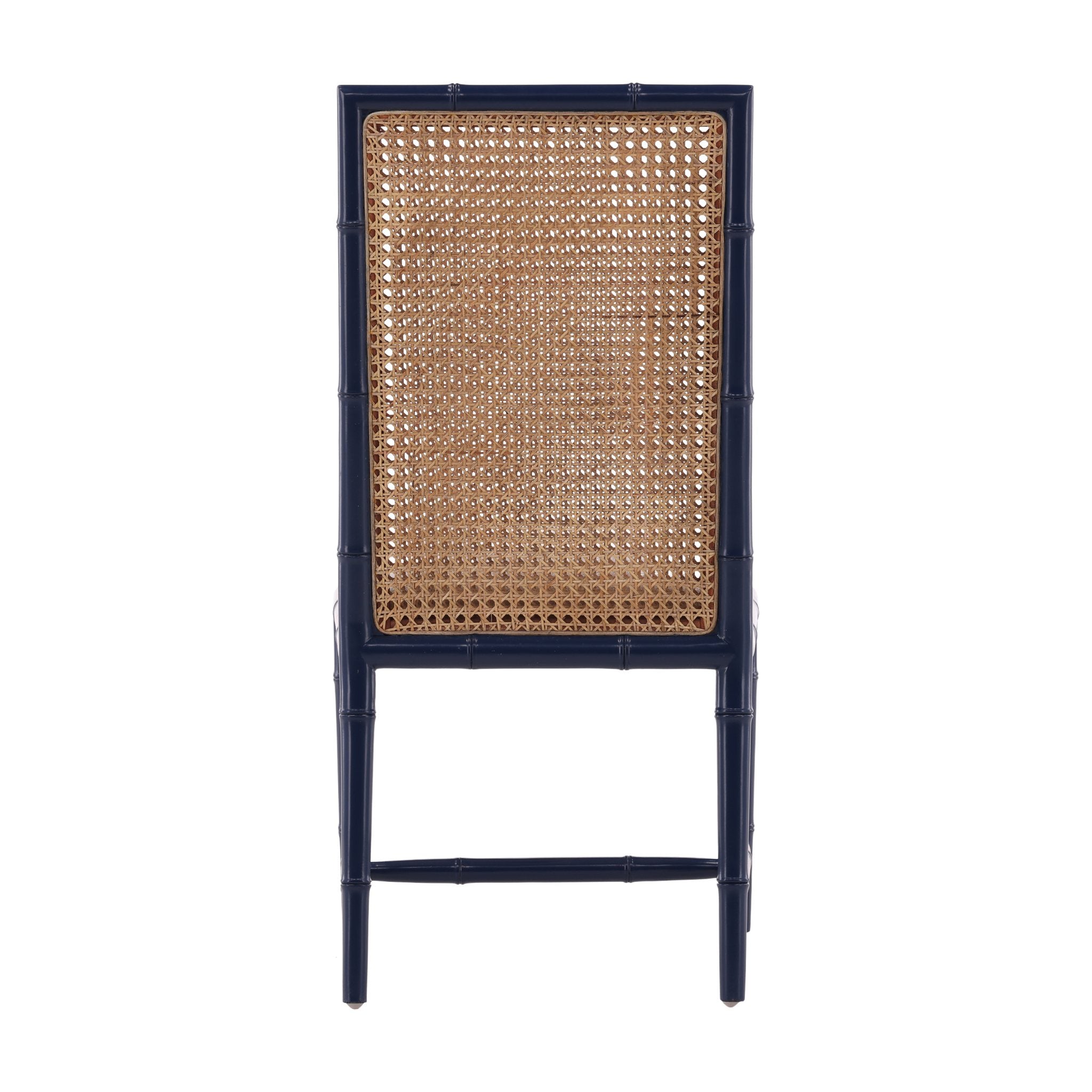 Coastal Modern Woven Cane Back Side Chairs -Blue detail view by Furniture Classics at ZIN Home
