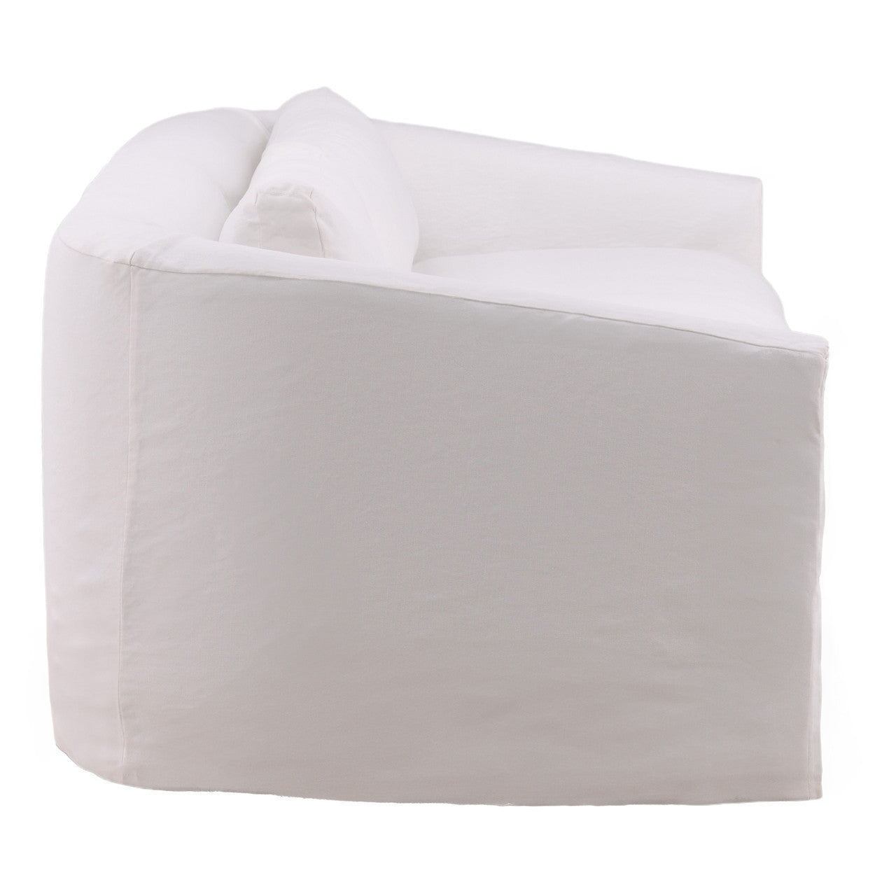 Violeta White Linen Slipcovered Curved Back Sofa 99"
