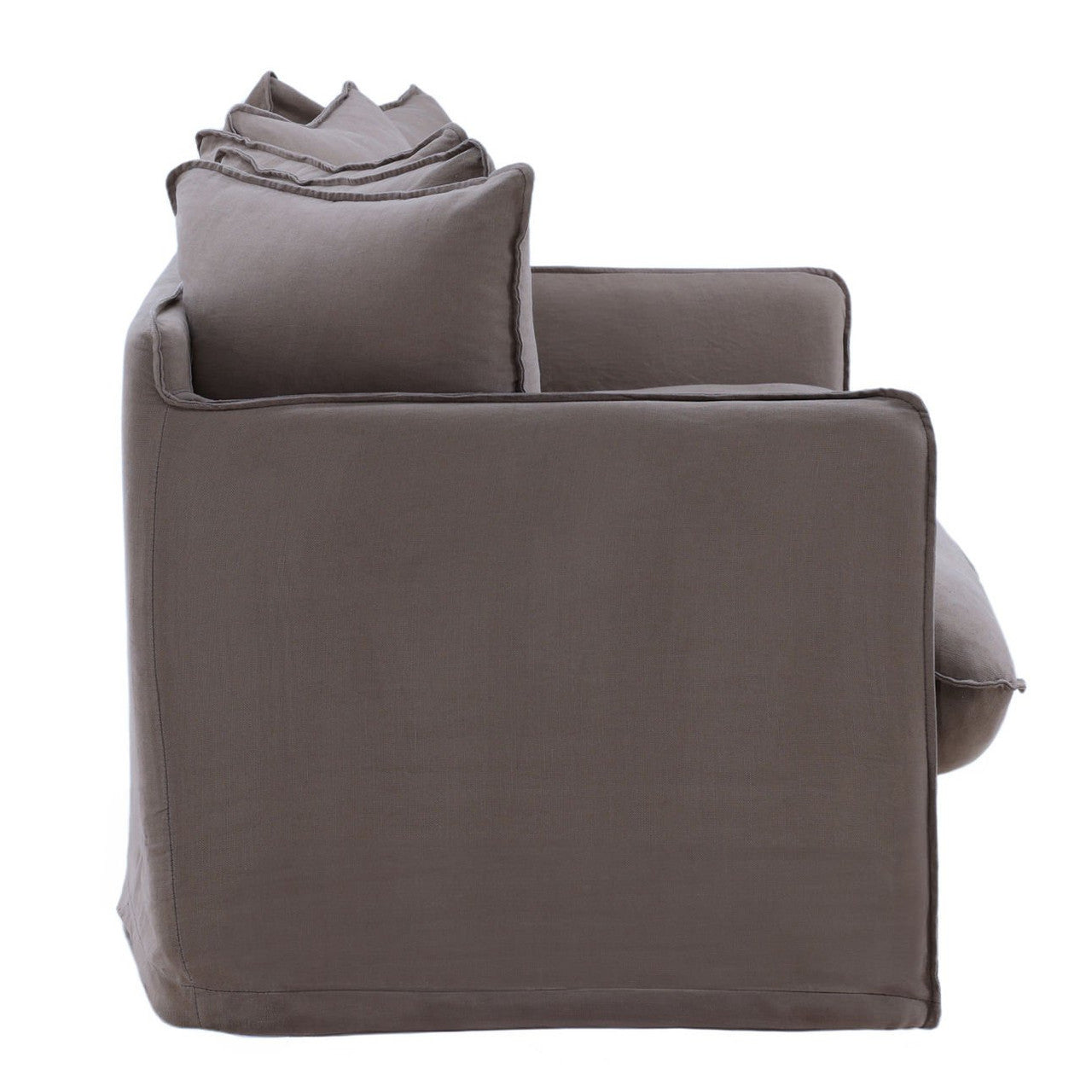 Coastal Gray Linen Upholstered Slipcovered Sofa 83"