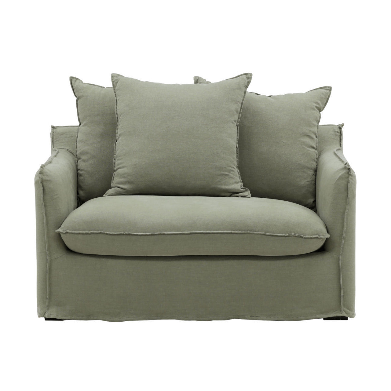 Cloud Green Linen Upholstered Slipcovered Chair 51"