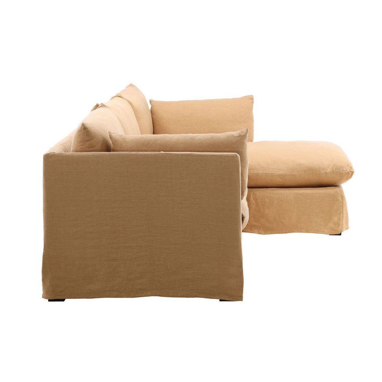 Lounge Wheat Linen Slipcovered 2-Piece Sectional Sofa 123"-RAF