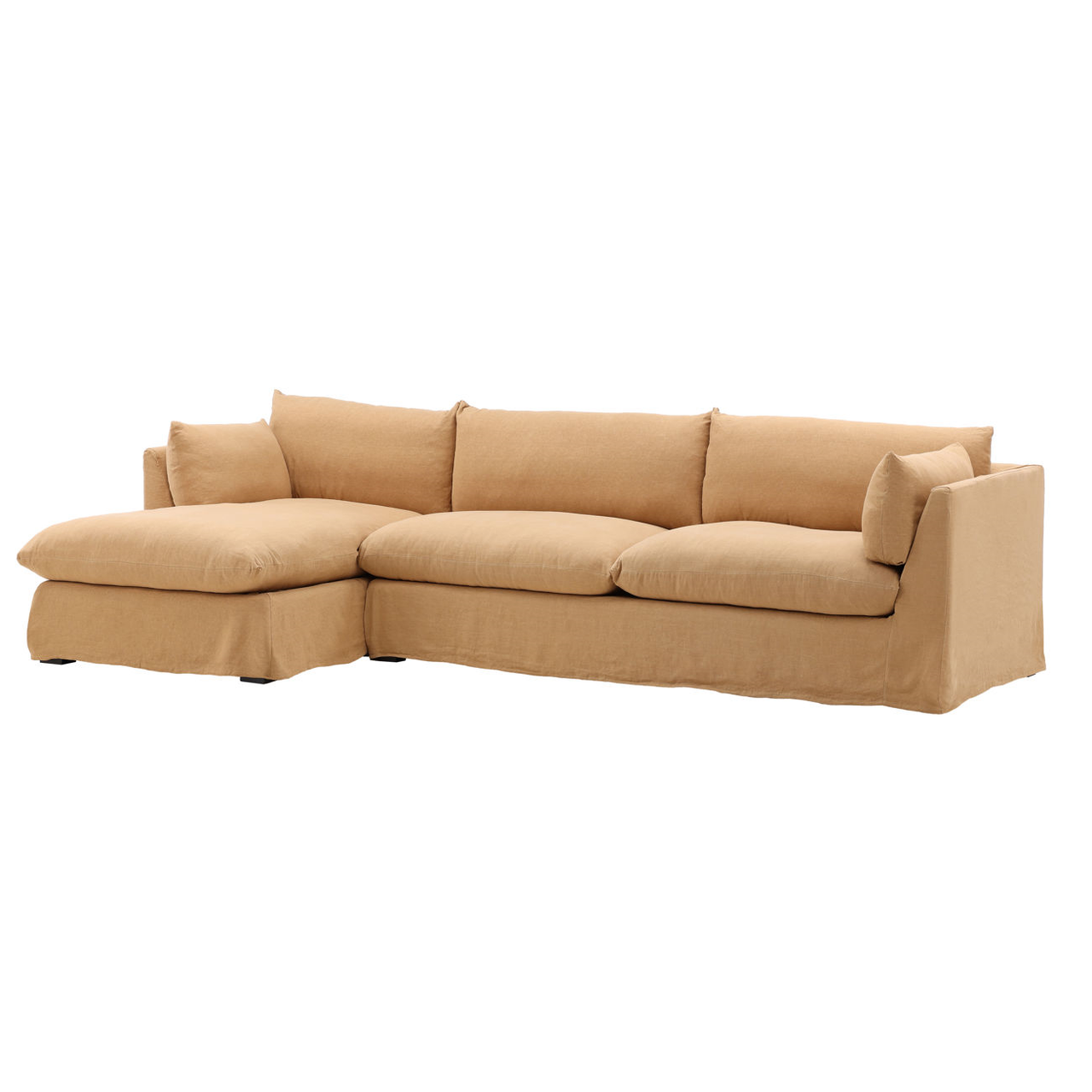 Lounge Wheat Linen Slipcovered 2-Piece Sectional Sofa 123"-LAF