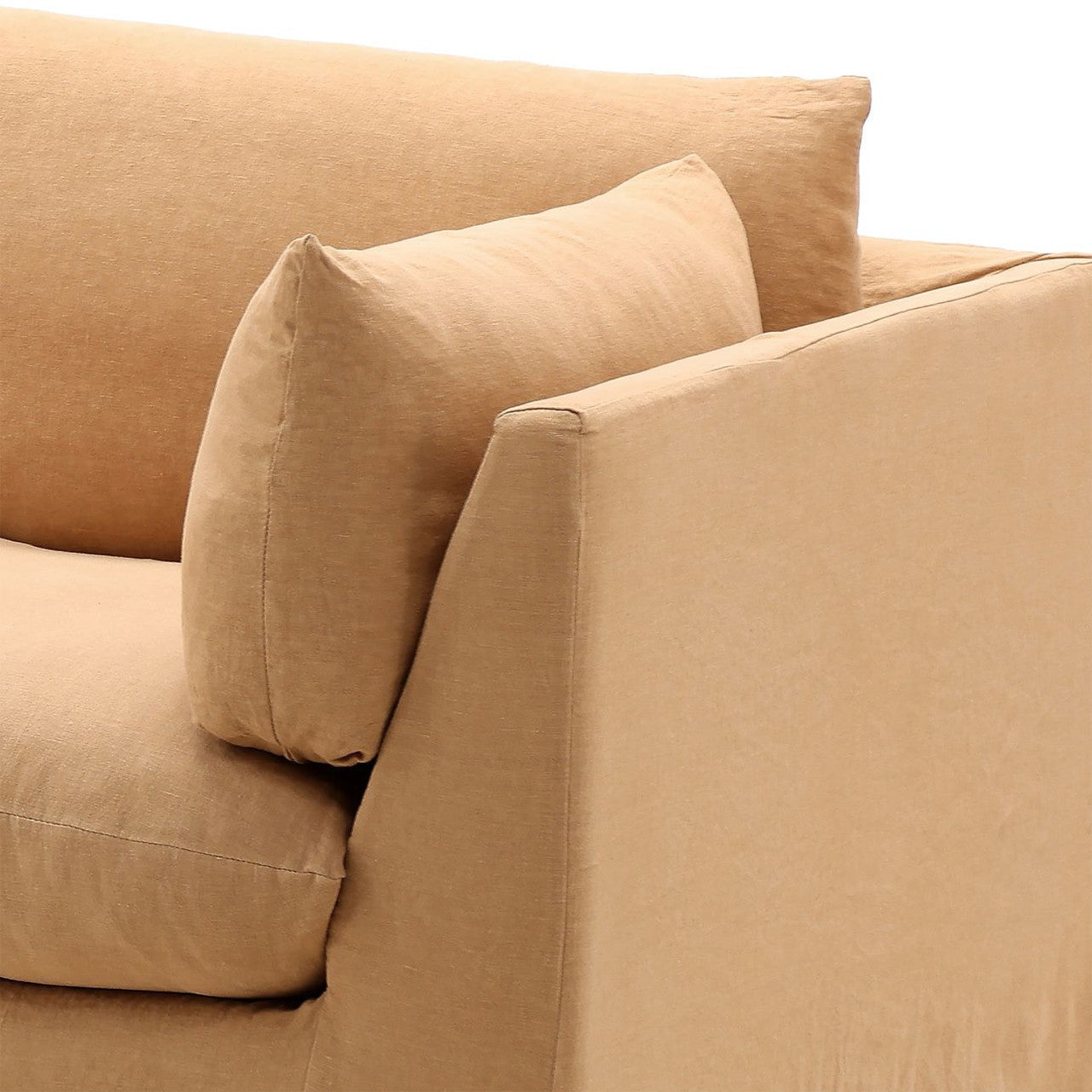 Lounge Wheat Linen Slipcovered 2-Piece Sectional Sofa 123"-LAF