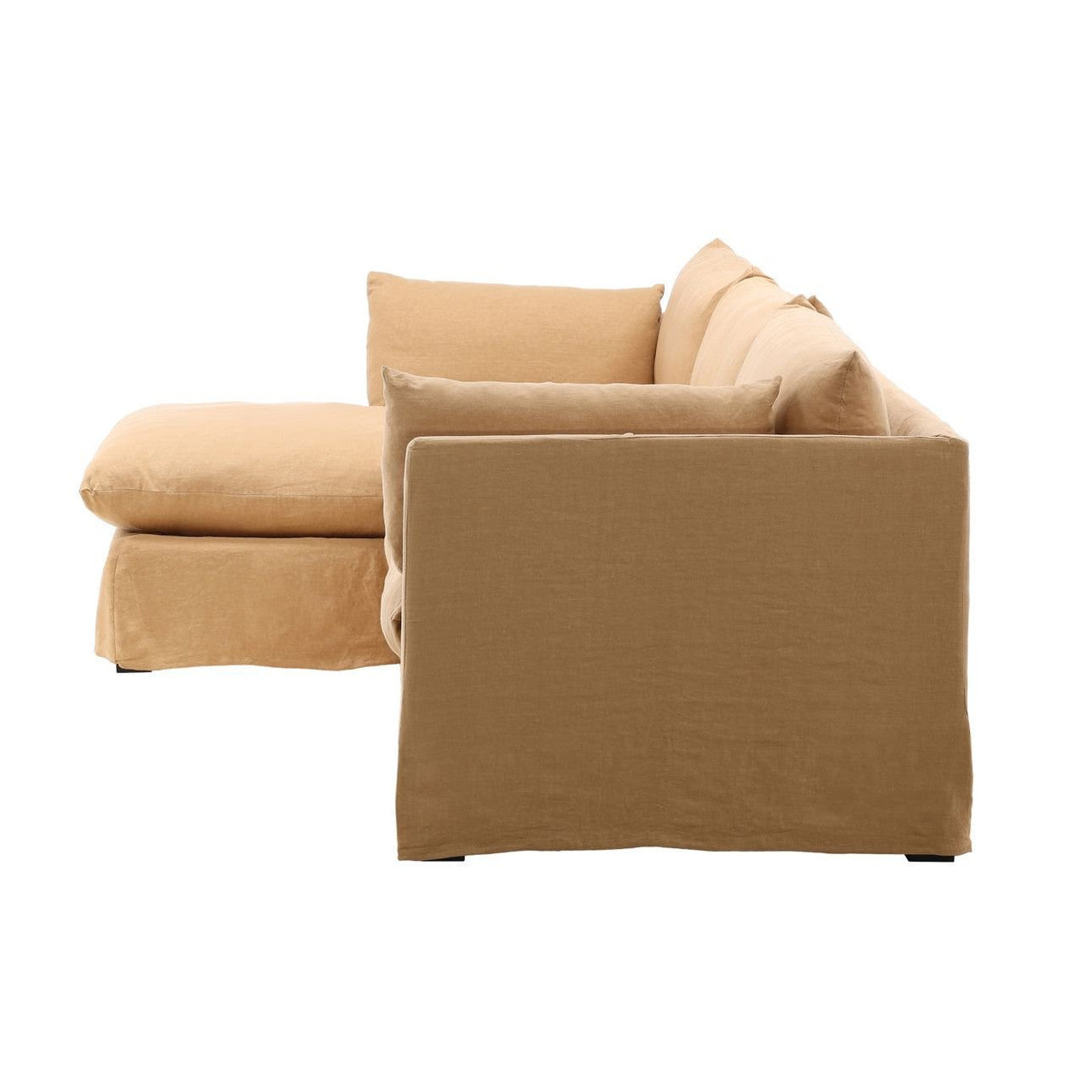 Lounge Wheat Linen Slipcovered 2-Piece Sectional Sofa 123"-LAF