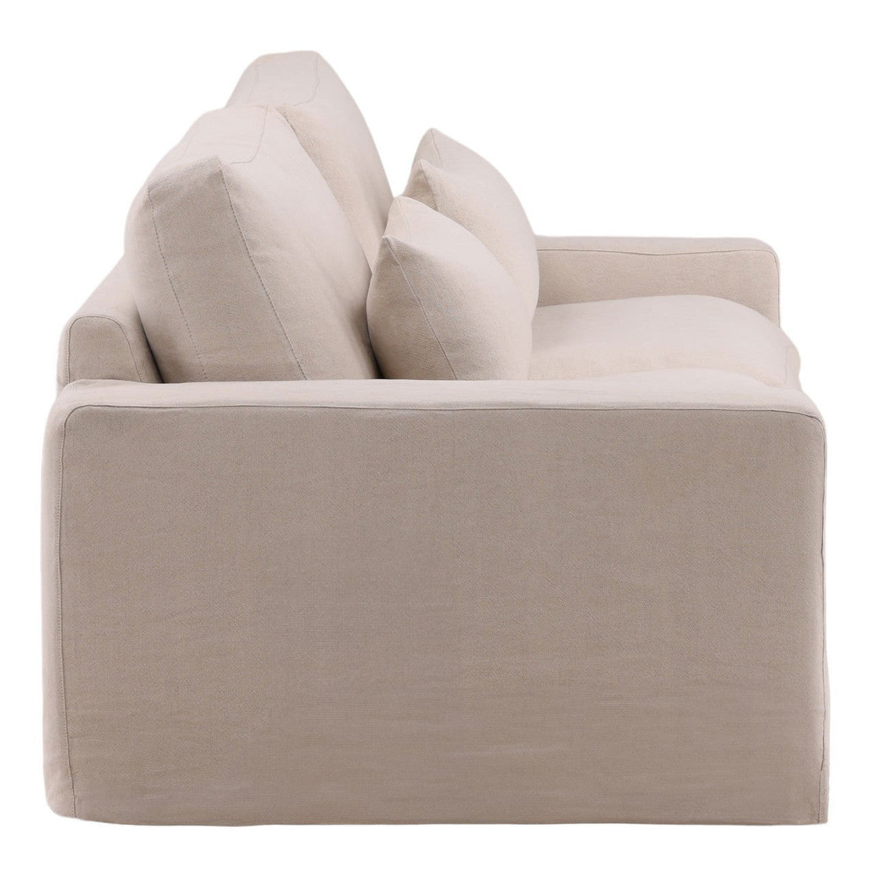 Modern Natural Linen Slipcovered Track Arm Sofa 93"