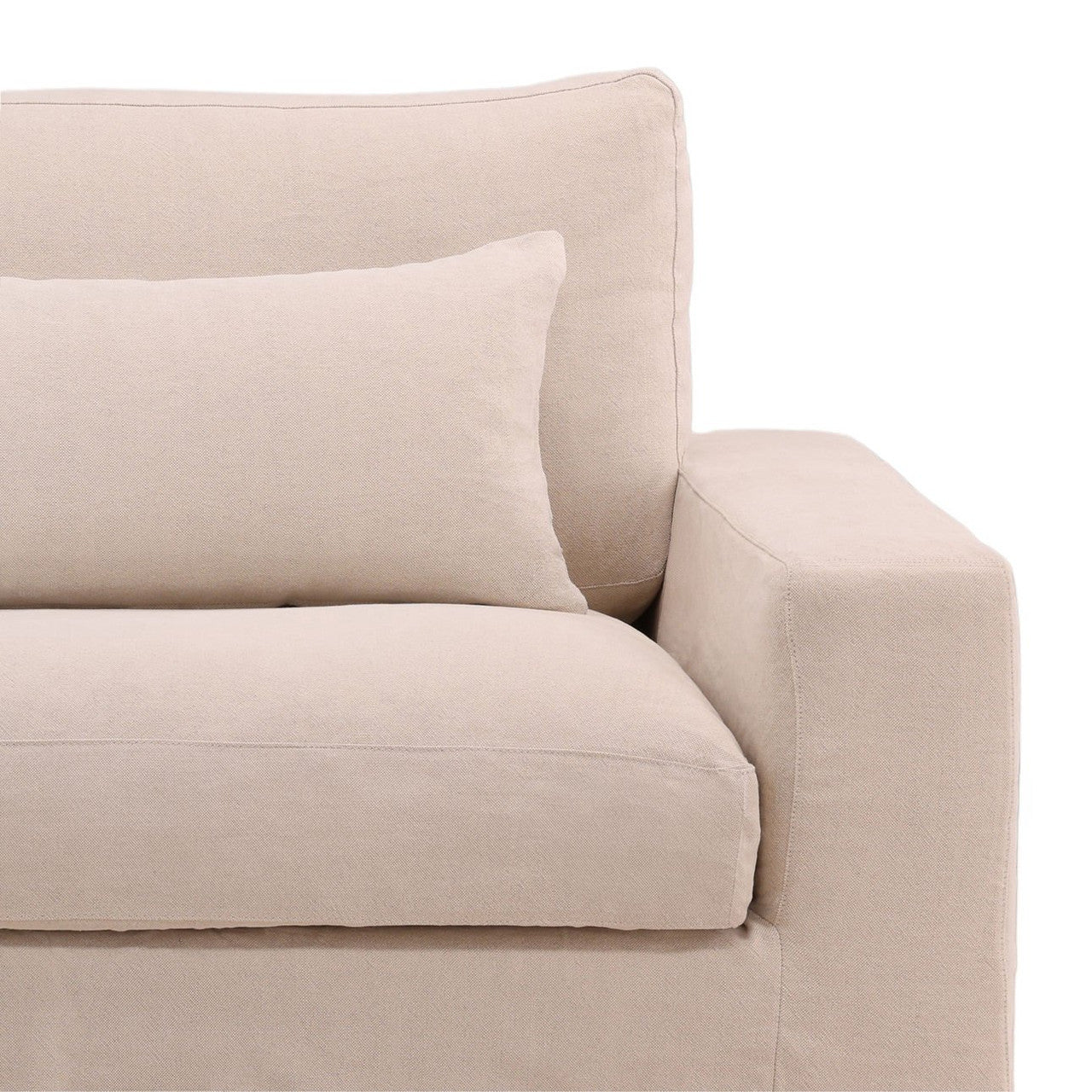 Modern Natural Linen Slipcovered Track Arm Sofa 93"