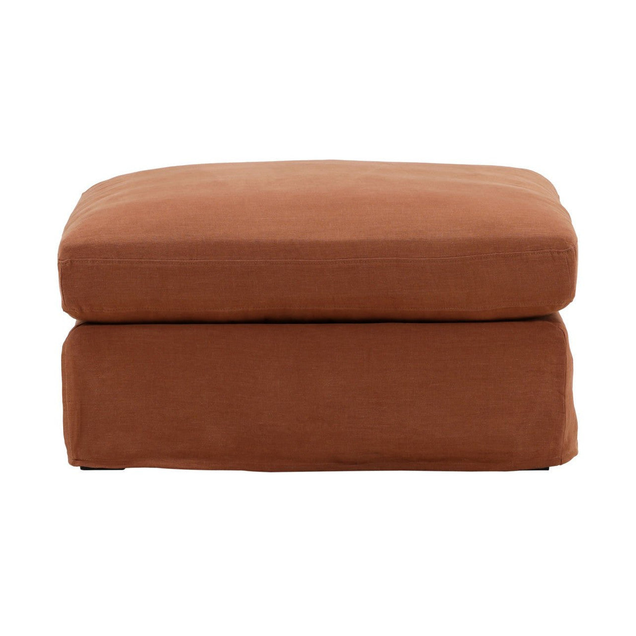 Luna Sienna Linen Upholstered Slipcover Ottoman 35"