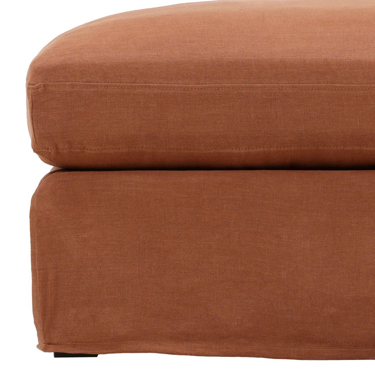 Luna Sienna Linen Upholstered Slipcover Ottoman 35"