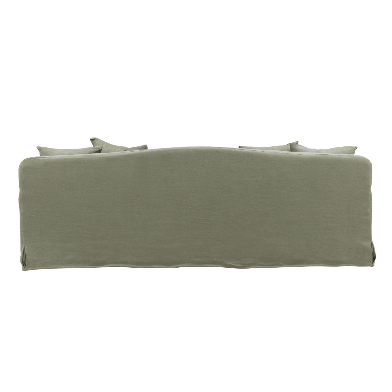 Chelsea Green Linen Slipcovered Camelback Sofa 96"