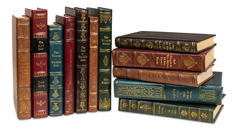 Rebound Leather Books, Assorted, Set/12 by Sarreid Ltd - view 4