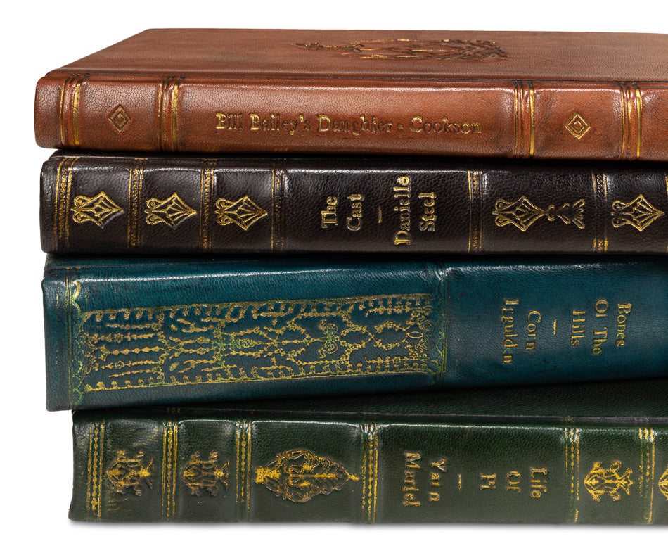 Rebound Leather Books, Assorted, Set/12 by Sarreid Ltd - view 6