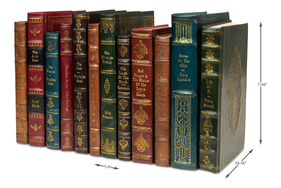 Rebound Leather Books, Assorted, Set/12 by Sarreid Ltd - view 7