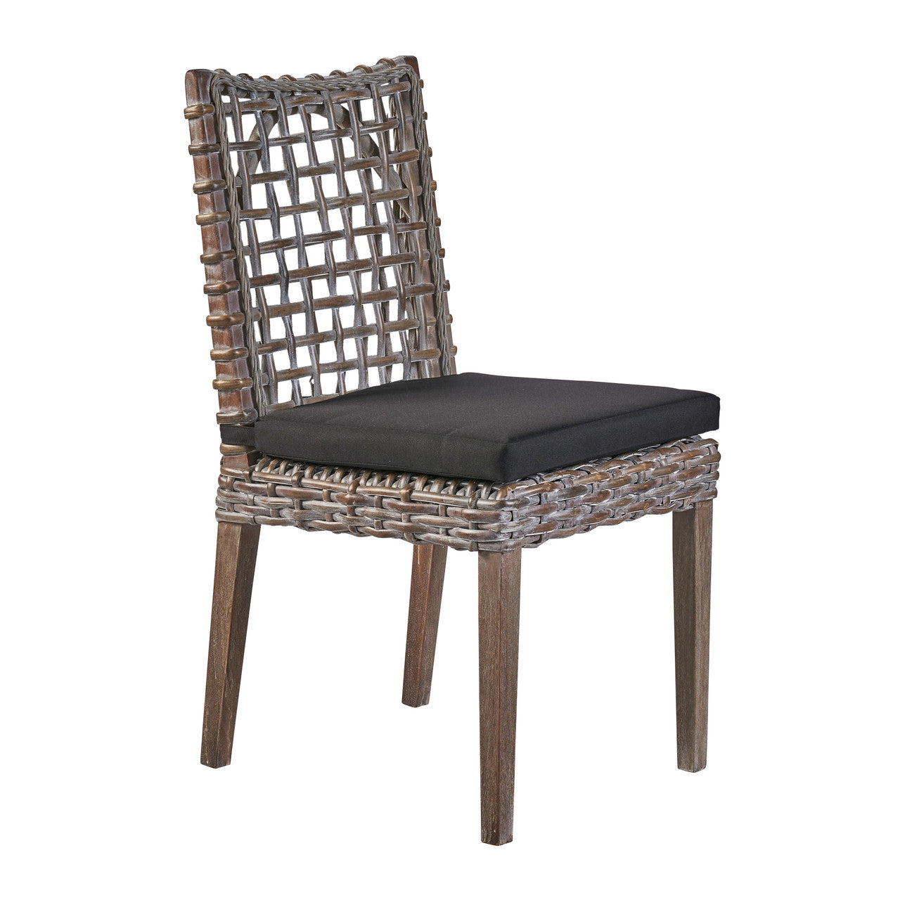 Exodis Solid Wood Woven Rattan Back Side Chair