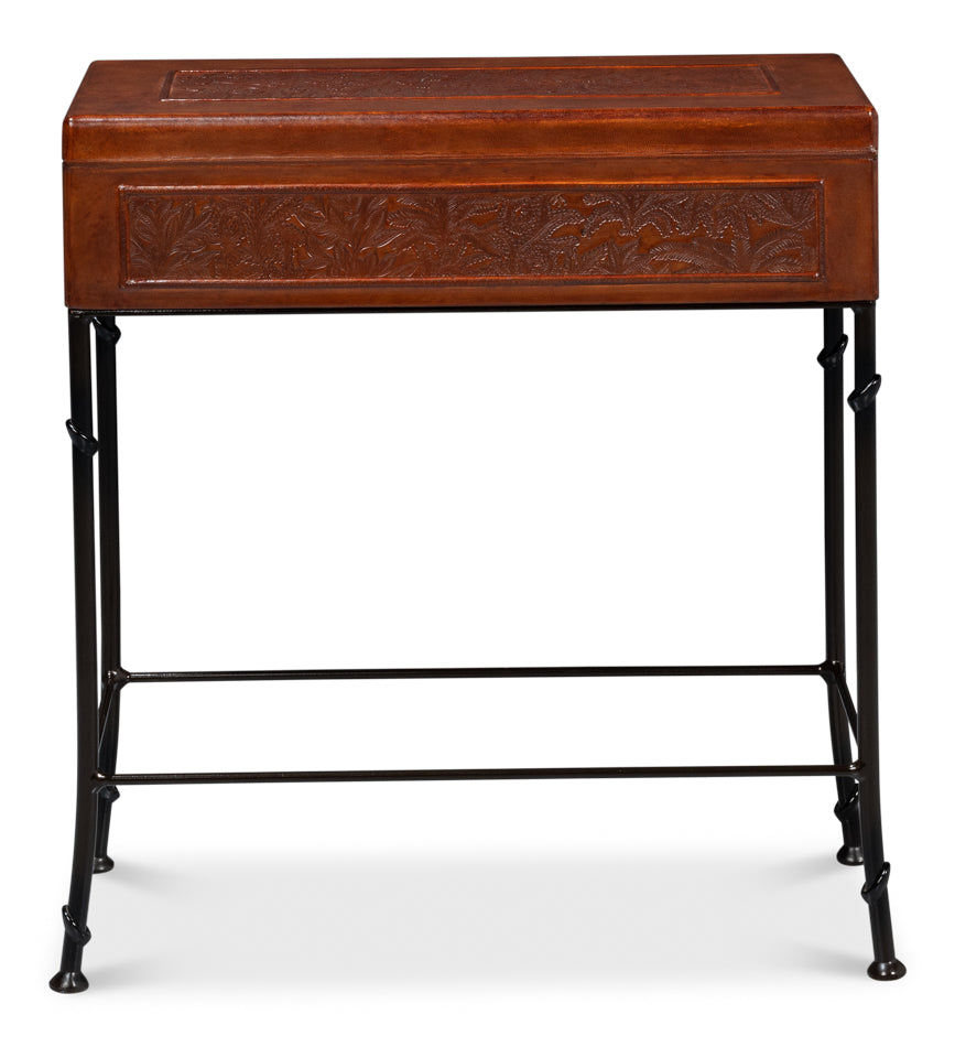 Botanical Leather Box On Stand by Sarreid Ltd - view 9