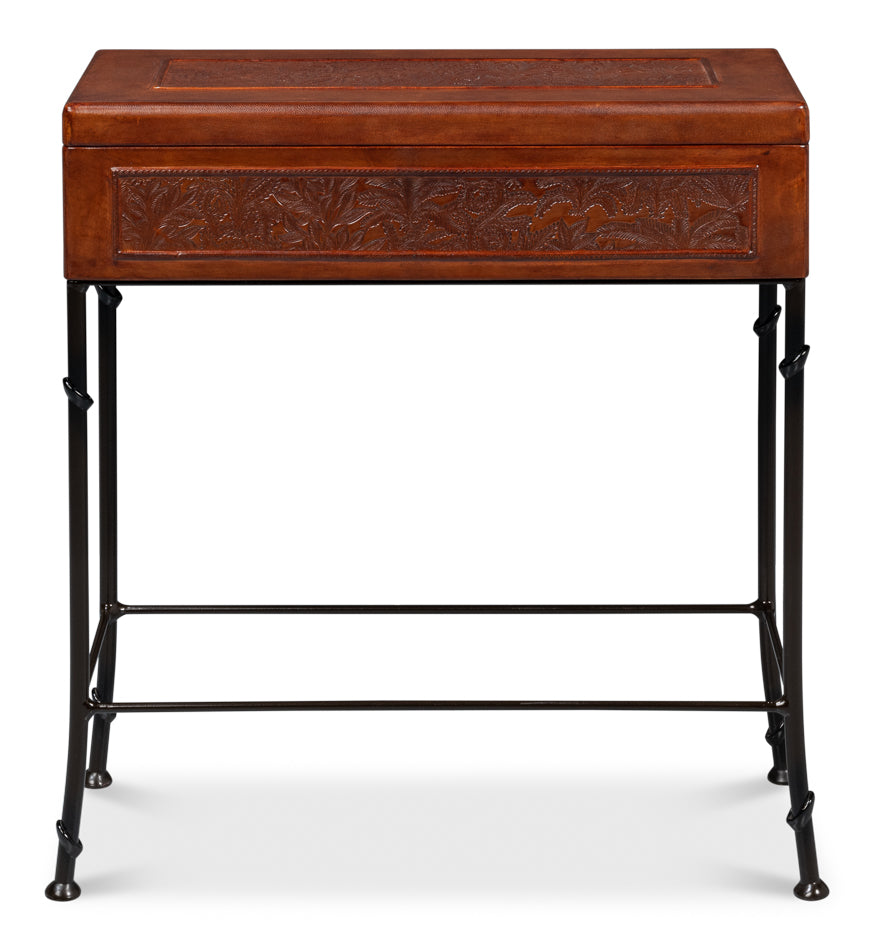 Botanical Leather Box On Stand by Sarreid Ltd - view 2