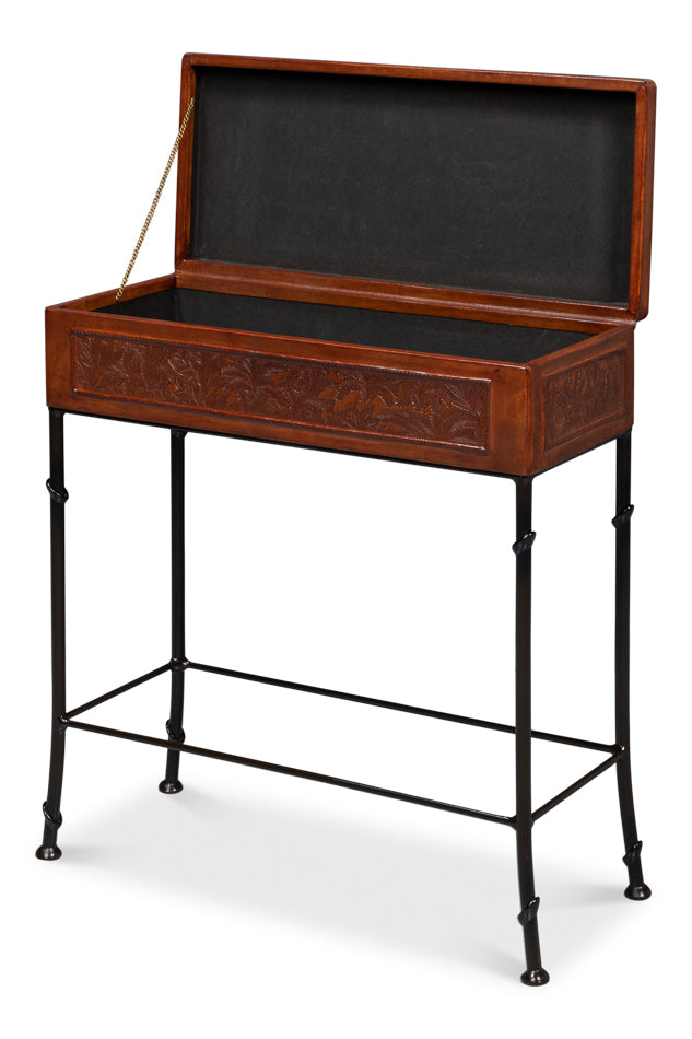 Botanical Leather Box On Stand by Sarreid Ltd - view 3