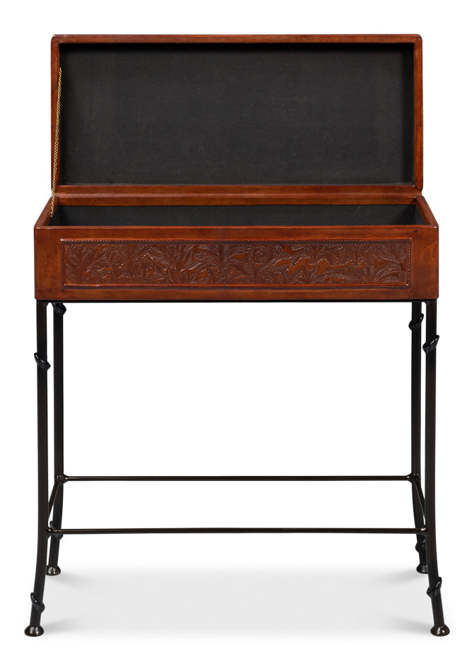 Botanical Leather Box On Stand by Sarreid Ltd - view 4