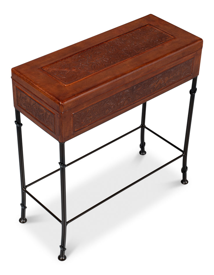 Botanical Leather Box On Stand by Sarreid Ltd - view 5