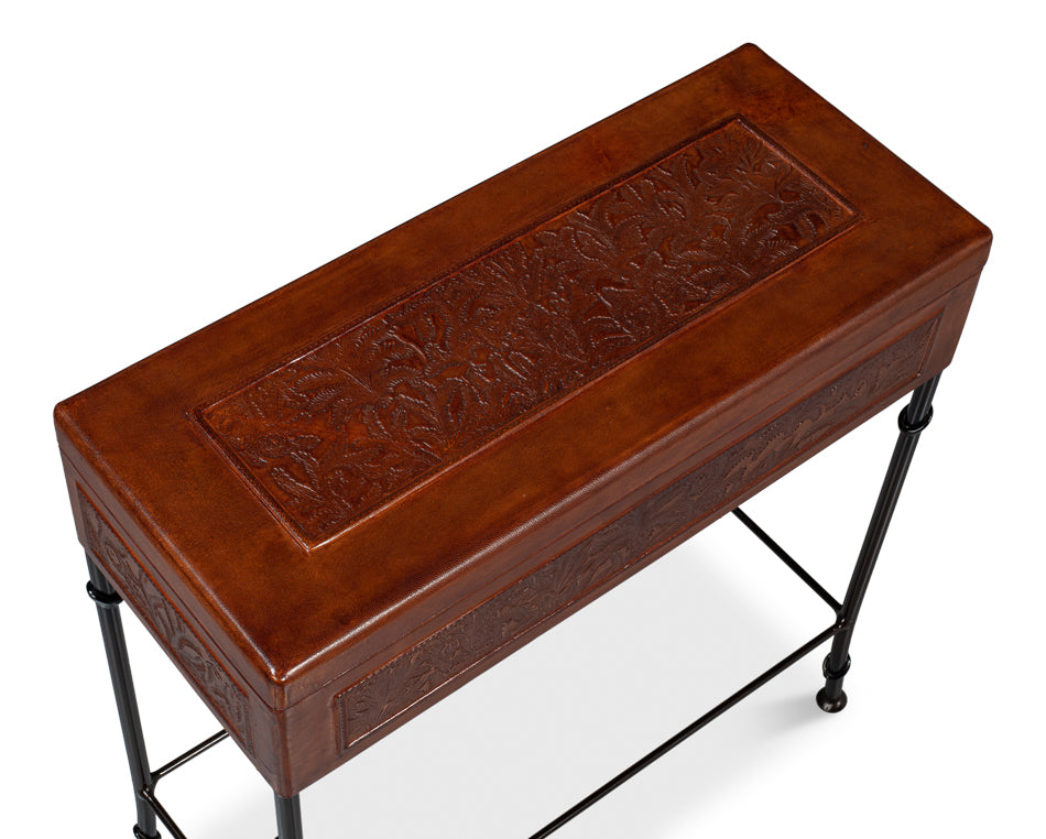 Botanical Leather Box On Stand by Sarreid Ltd - view 7