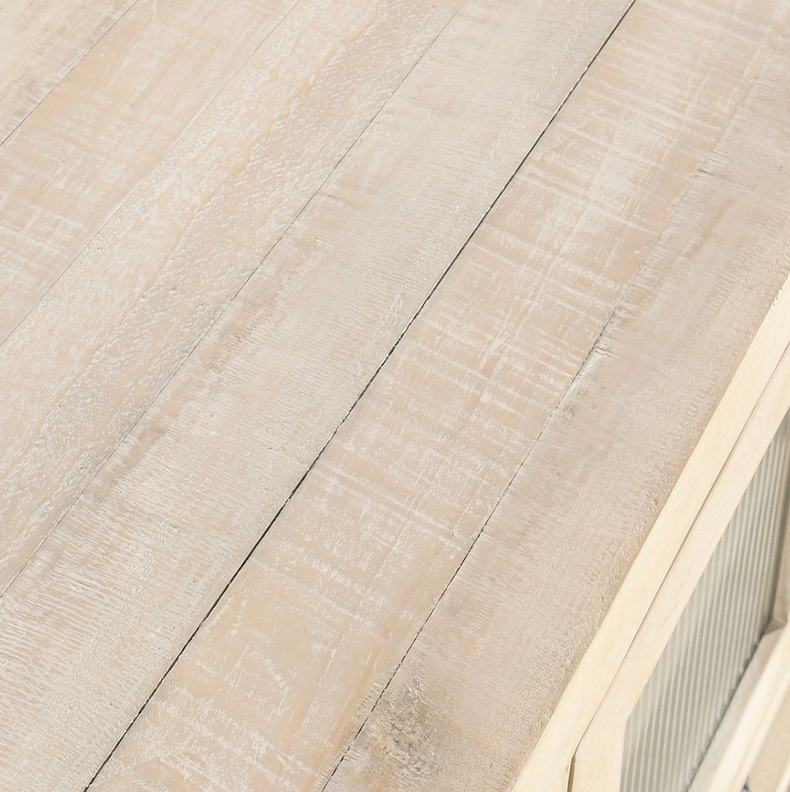 Tristan Reclaimed Wood White Washed 4-Door Cabinet 70"