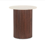 Iris Mango Wood and White Marble Side Table